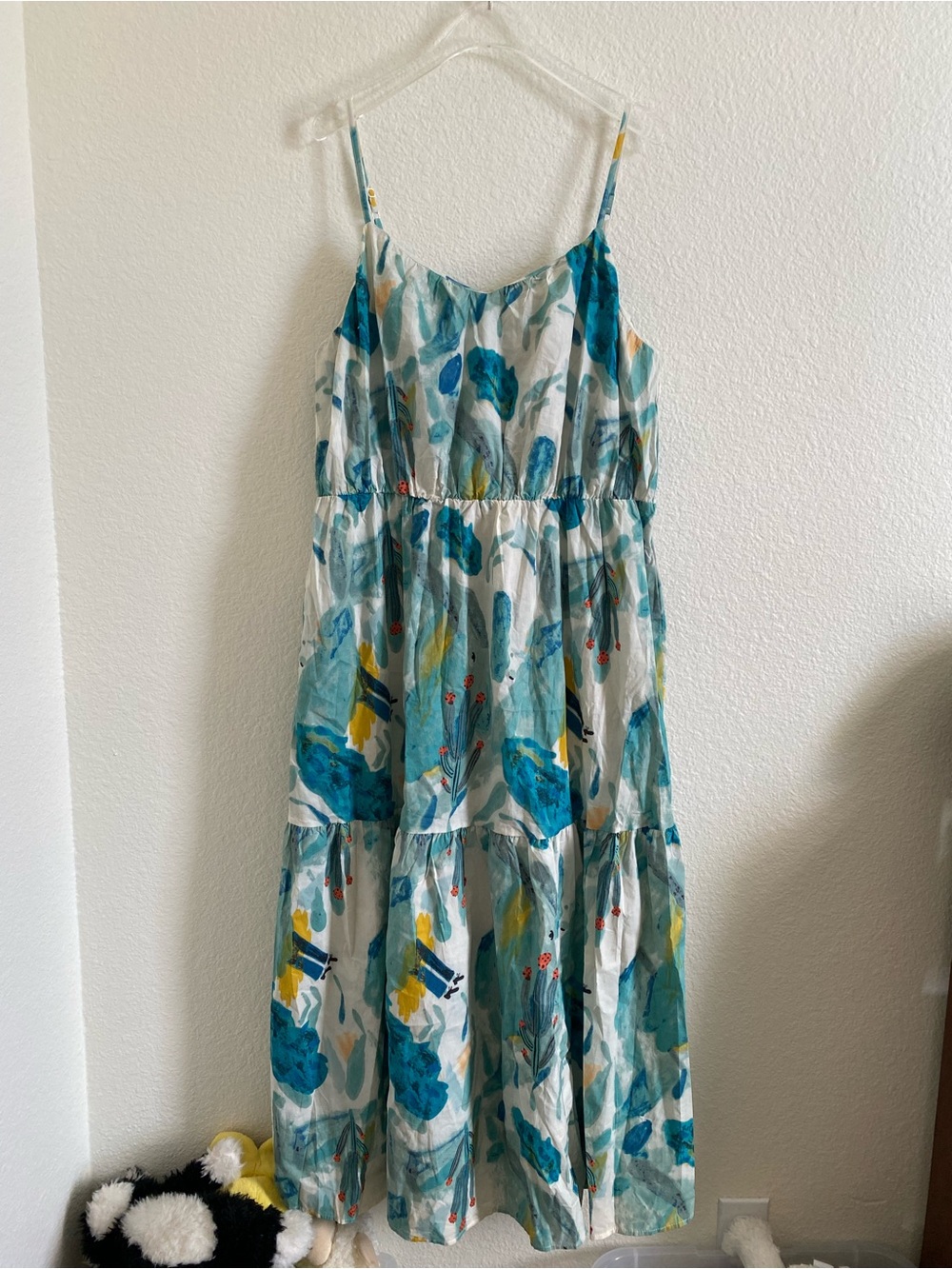 KorMei Watercolor Floral Tiered Cotton Maxi Dress